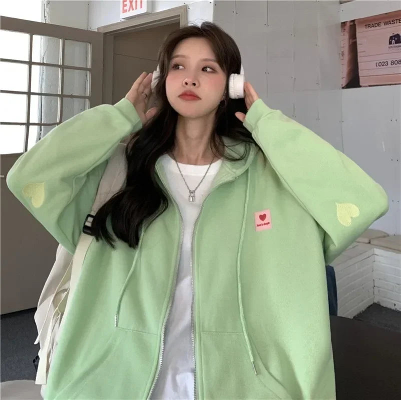 Zip-Up Spring Hoodie – V-Neck Thin Cardigan