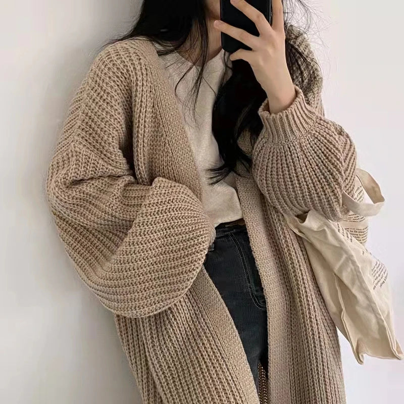 Loose V-Neck Sweater – Knit Minimalist Jacket