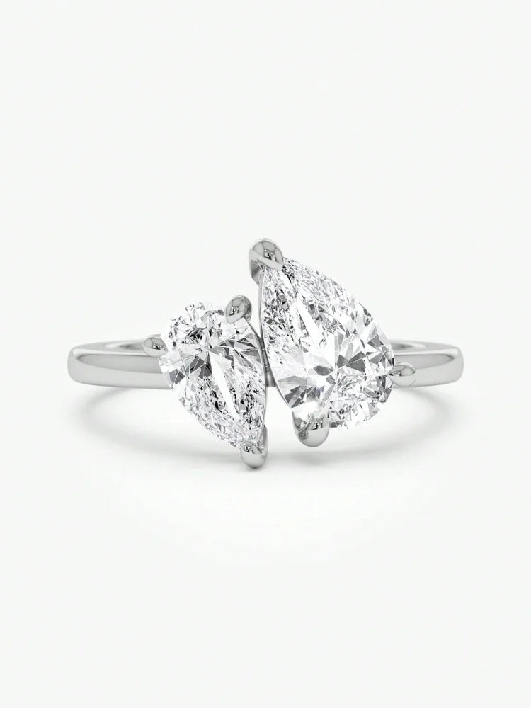 925 Silver Water Drop Zircon Ring