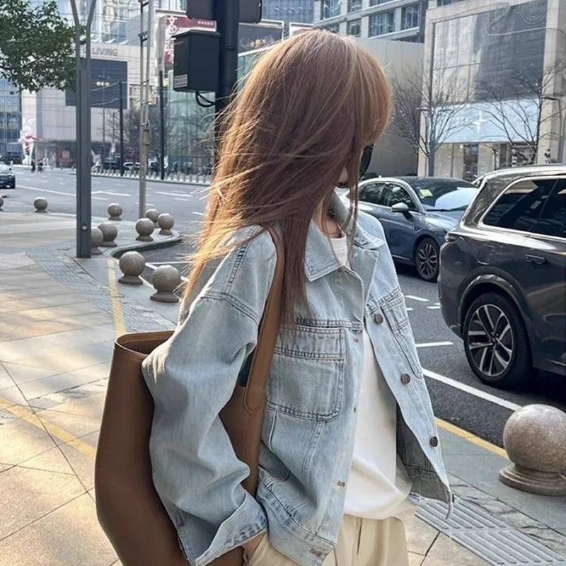 Wash Cotton Shirt – Loose-Fit Retro Denim Style