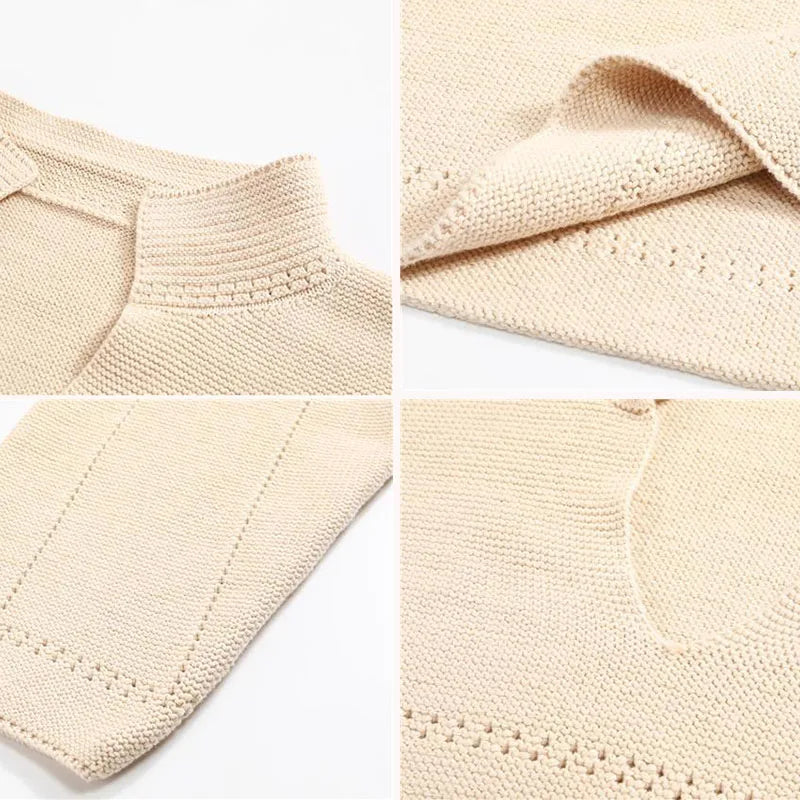 Cropped Knit Jacket – Loose Fit Retro Streetwear