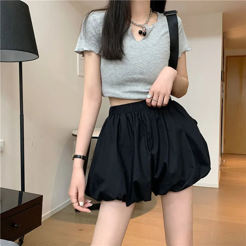 Fluffy Bloomer Shorts – High Waist, Loose & Comfy Spring Style