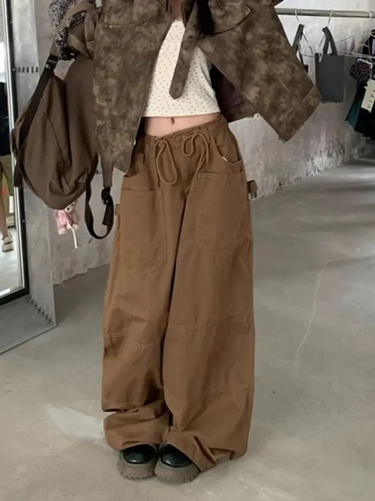 Vintage Baggy Cargo Jeans – Oversized Streetwear Denim Pants with Pockets