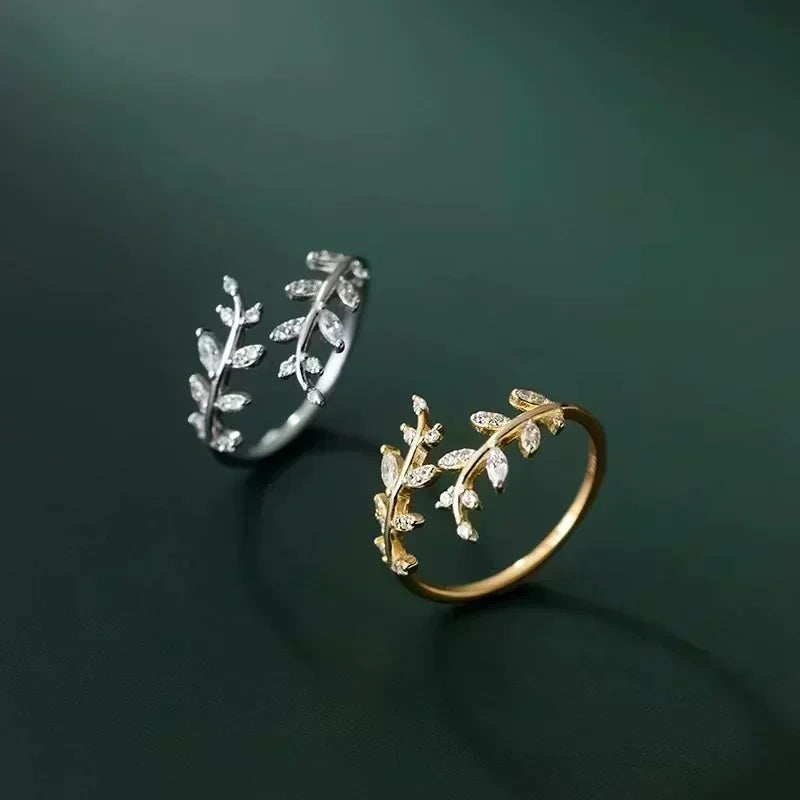 925 Silver Tree Branch Zircon Ring – Birthday Gift