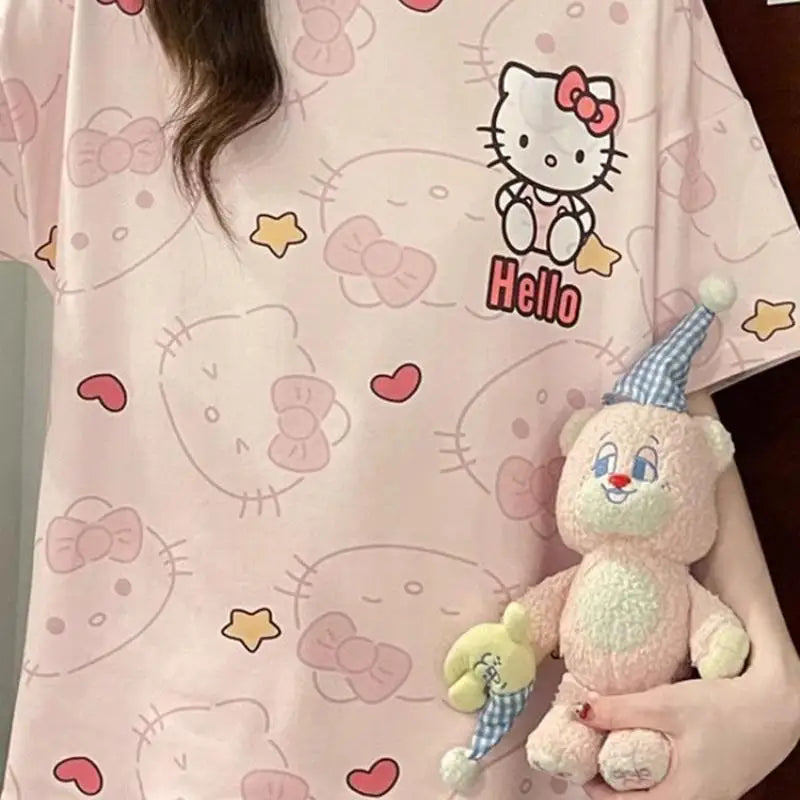 Hello Kitty Pajama Set – Short Sleeve Top & Shorts