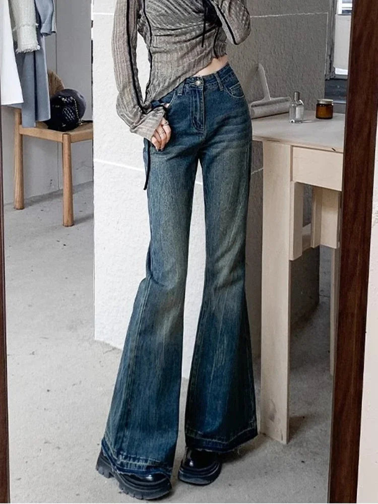 Burr Edge Vintage Flare Jeans – High Waist Bootcut Skinny Denim