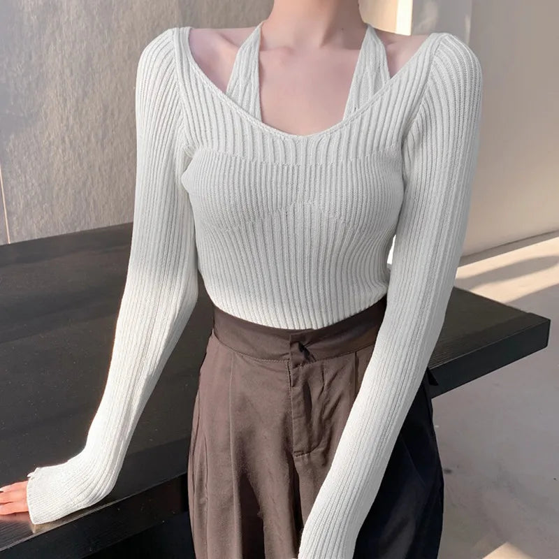 Long Sleeve Off-Shoulder Pullover – Soft Knit