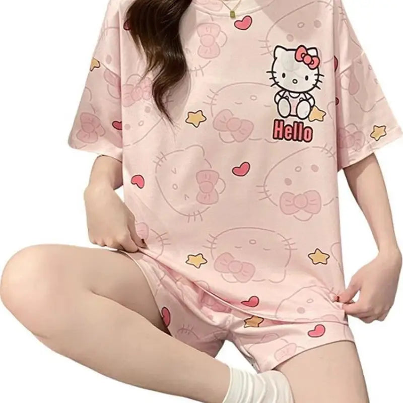 Hello Kitty Pajama Set – Short Sleeve Top & Shorts