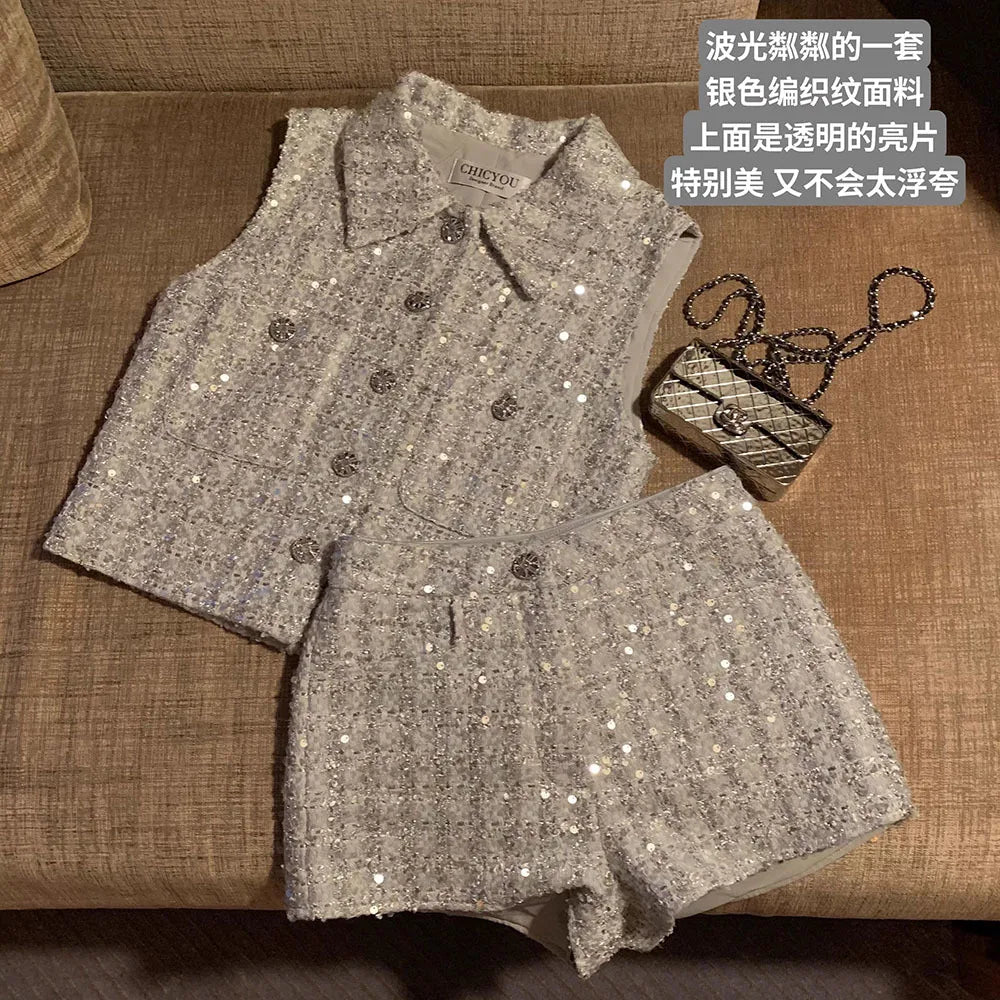 Two-Piece Suit – Tweed Vest & Shorts Set