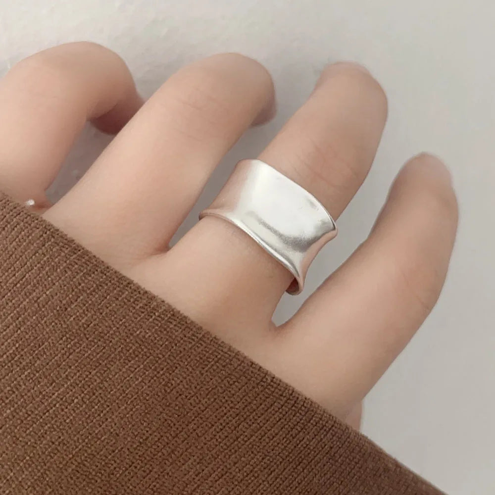 925 Silver Vintage Wide Flat Ring – Retro Style
