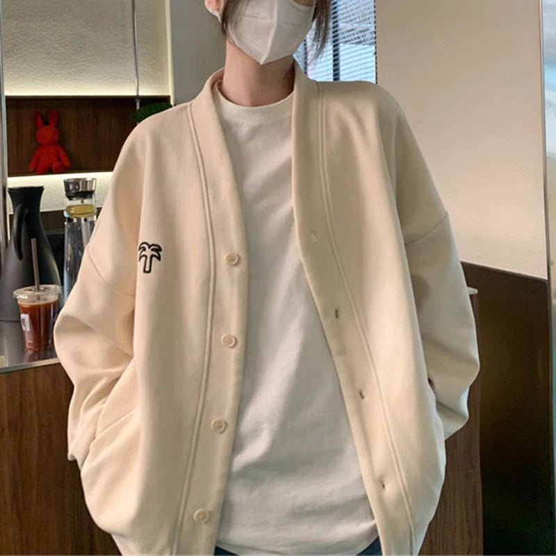 Cotton Single-Breasted Jacket – Casual Loose Fit