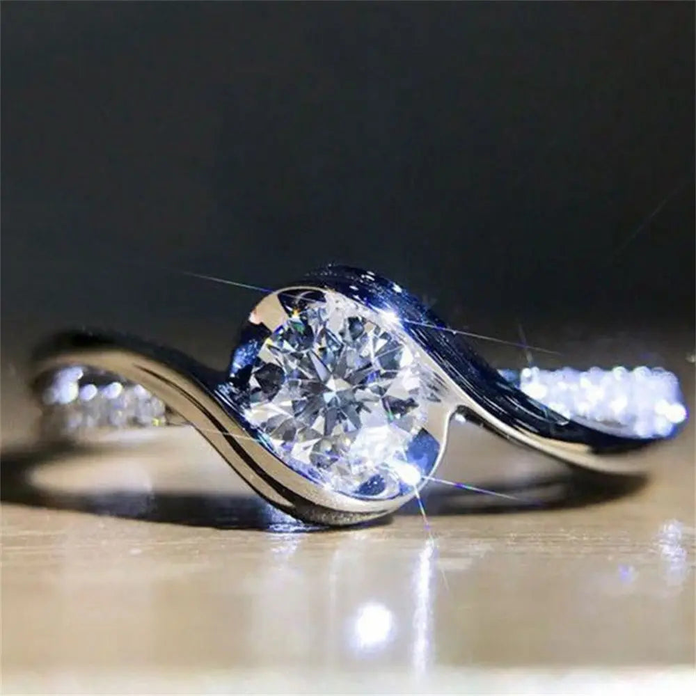 925 Silver White Sapphire Zircon Ring