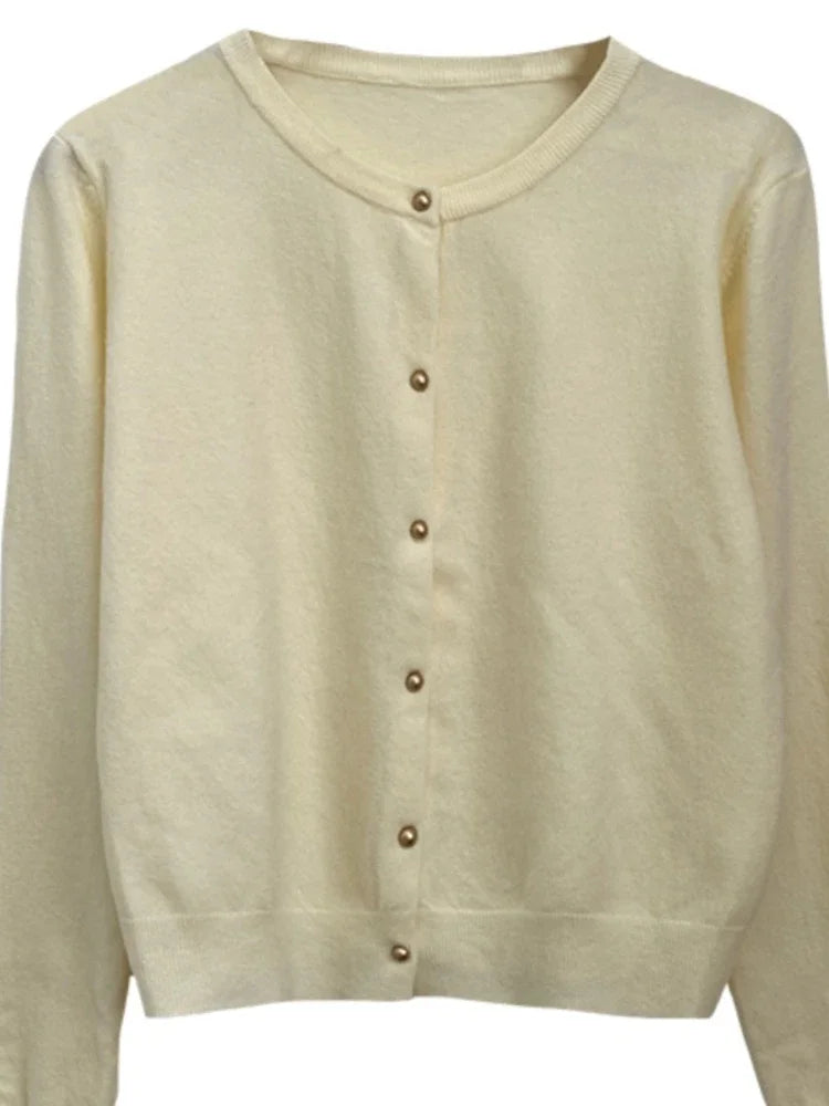 Classic O-Neck Knit Cardigan – Spring Casual