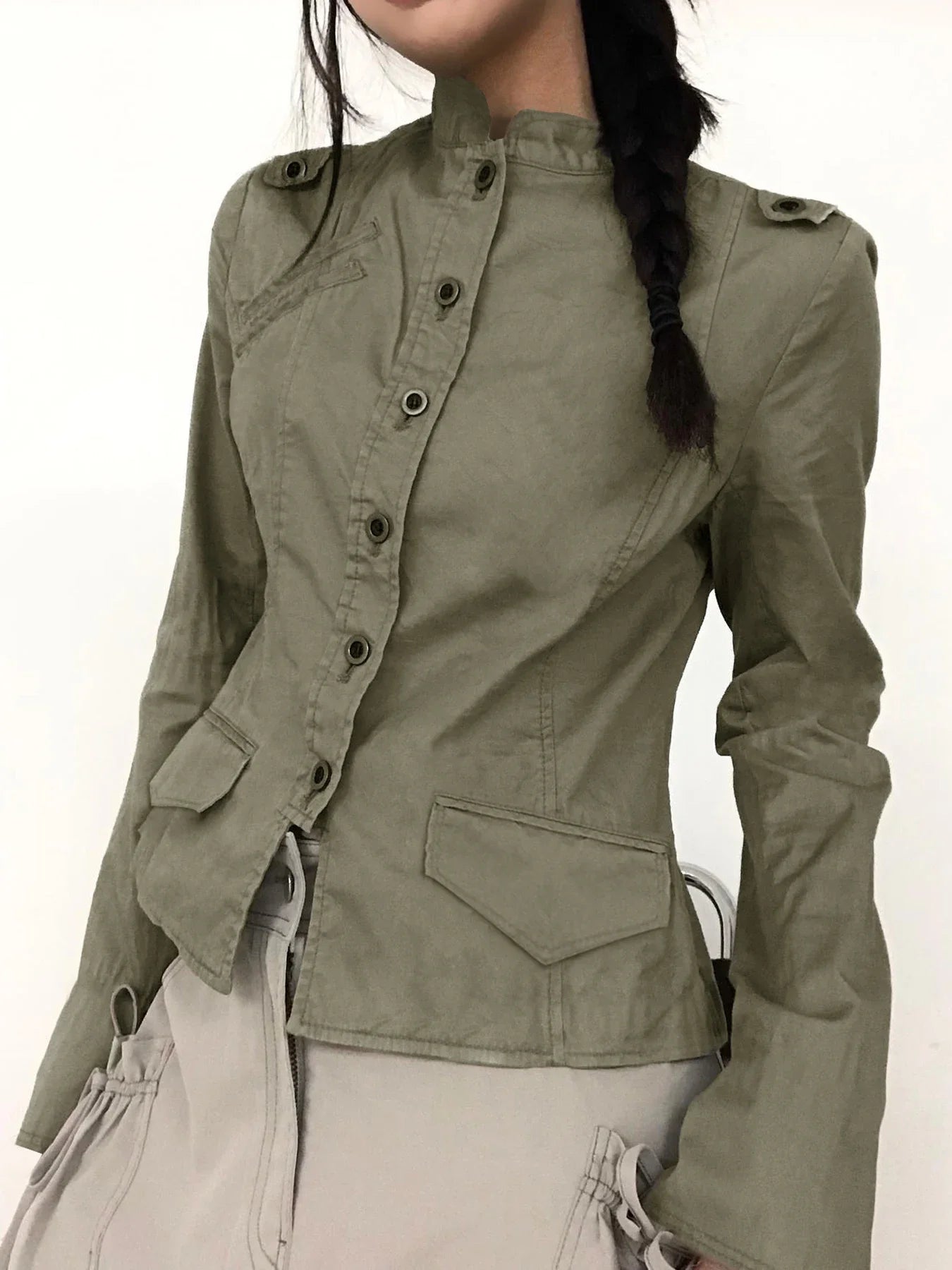 Green Cargo Jacket – Slim & Structured
