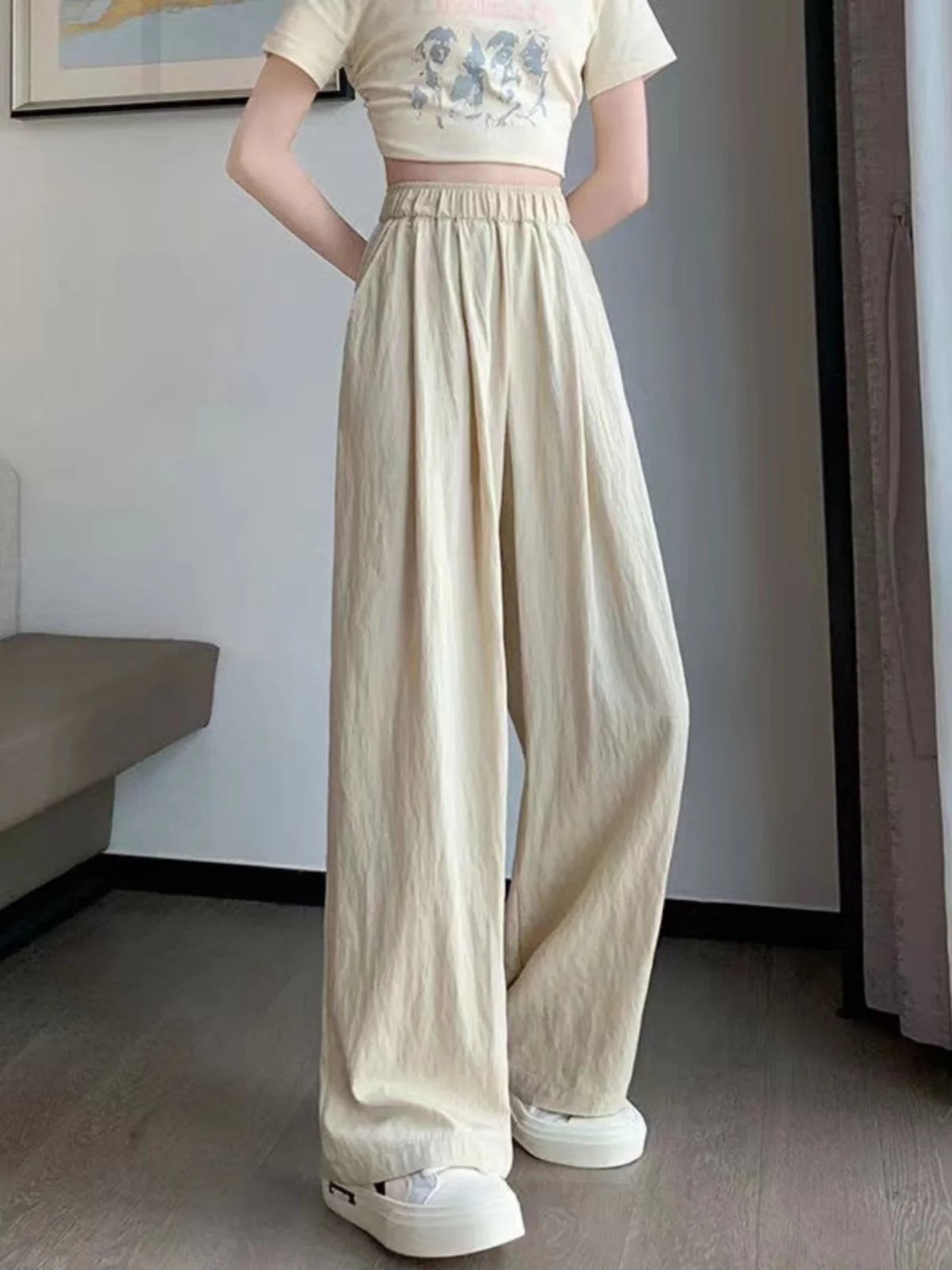 Wide Leg Cotton Pants – Loose Comfortable Long Trousers