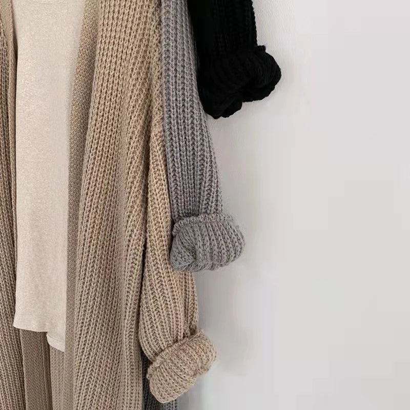Loose V-Neck Sweater – Knit Minimalist Jacket