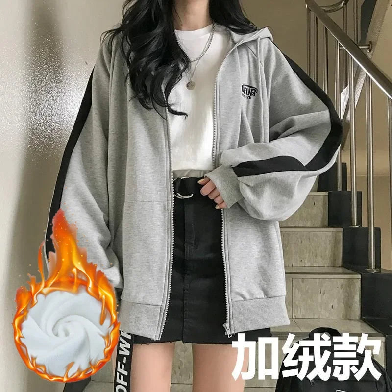 Thick Zip Hoodie – Loose Fit Sweatshirt Jacket