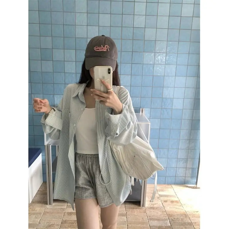 Butter Yellow Striped Shirt – Long Sleeve Loose Fit