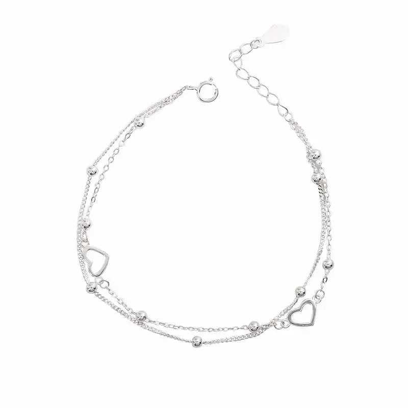 925 Copper Double Love Heart Bracelet