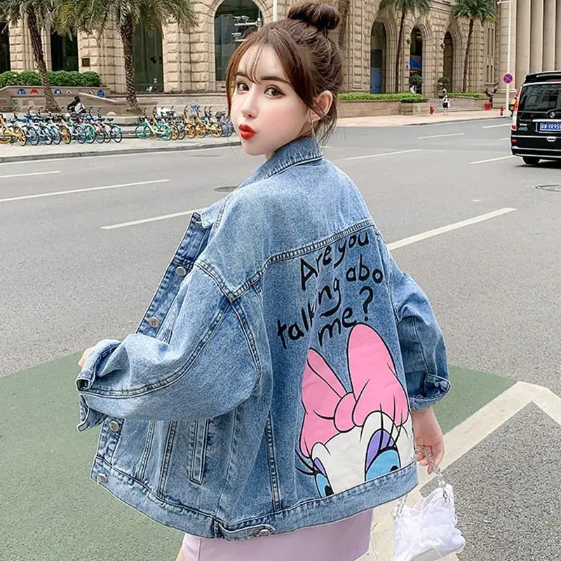 Cartoon Denim Jacket – Cute Loose Fit Spring Outerwear