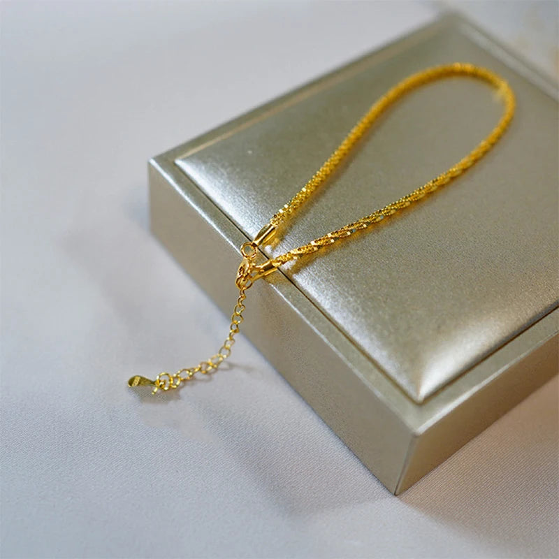 925 Sterling Silver Sparkling Gold Bracelet