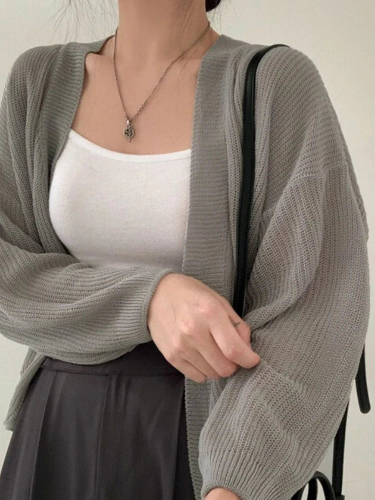 White Knit Cardigan – Summer UV Long Sleeve