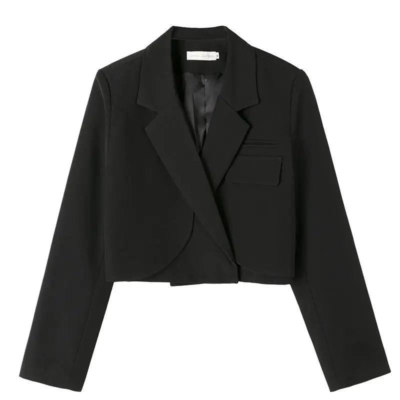 Crop Suit Jacket – Solid Color Blazer Top