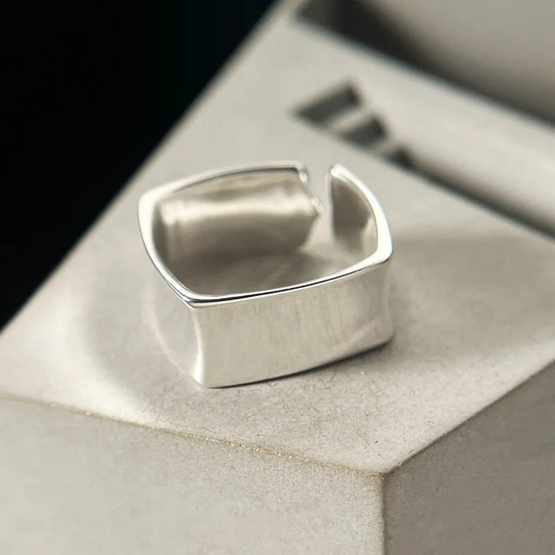 925 Silver Square Smooth Surface Ring