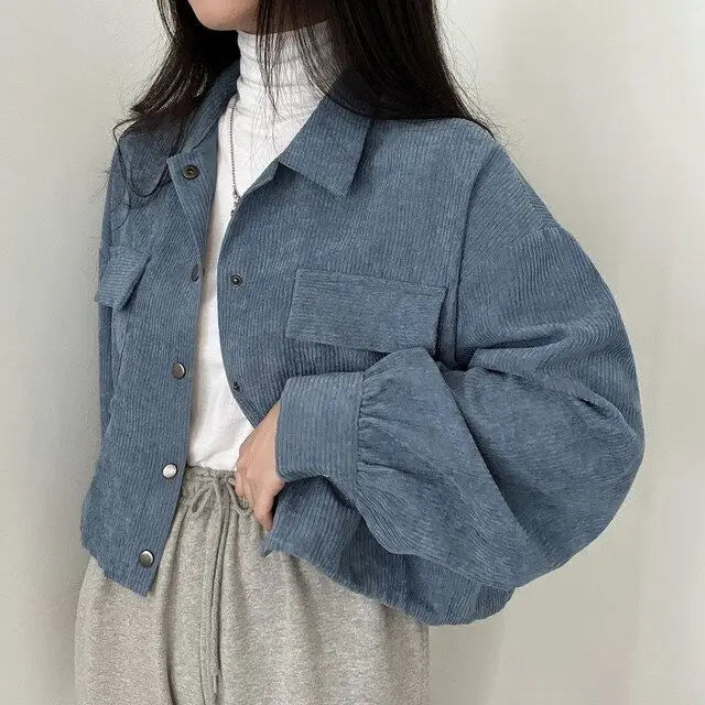 Corduroy Crop Jacket – Vintage Casual Fit