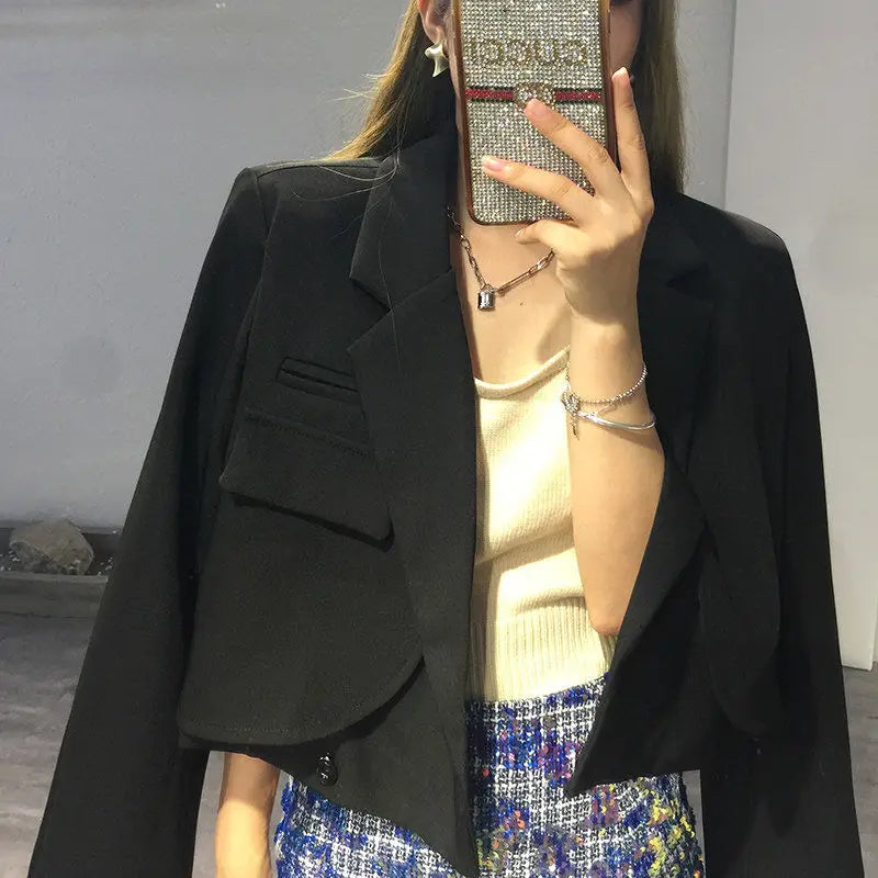 Crop Suit Jacket – Solid Color Blazer Top