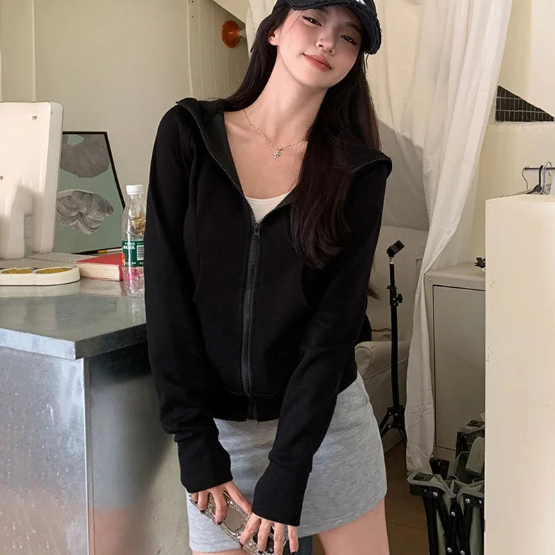 Gray Zip Hoodie Cardigan – Slim Fit & Sporty Look
