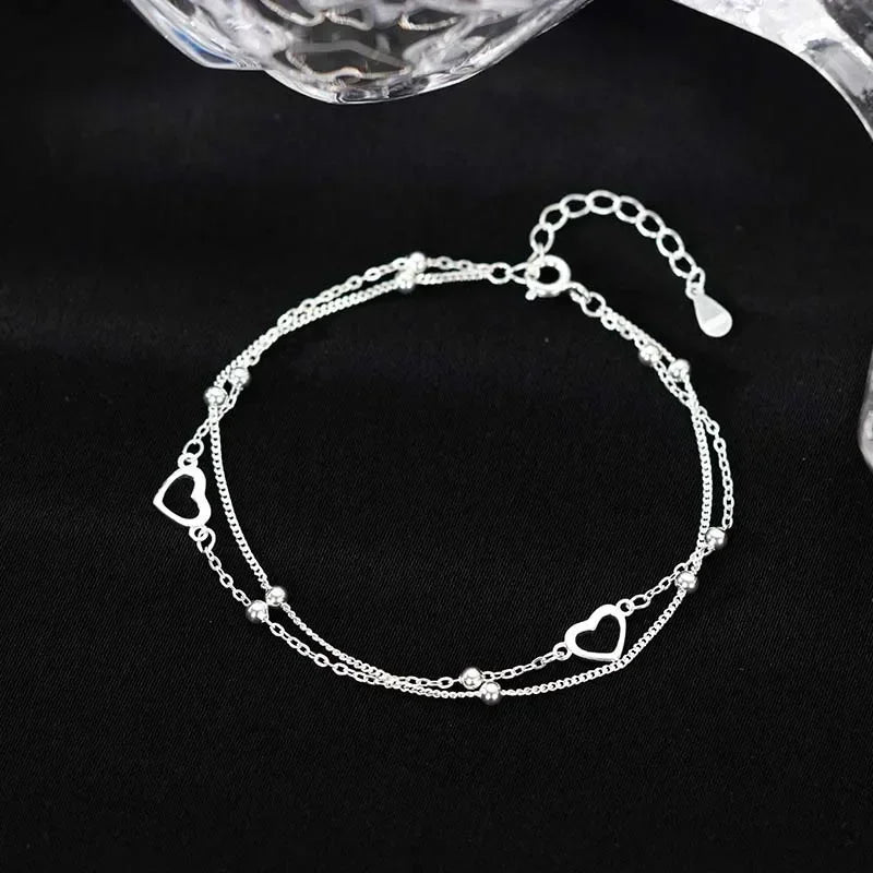 925 Copper Double Love Heart Bracelet