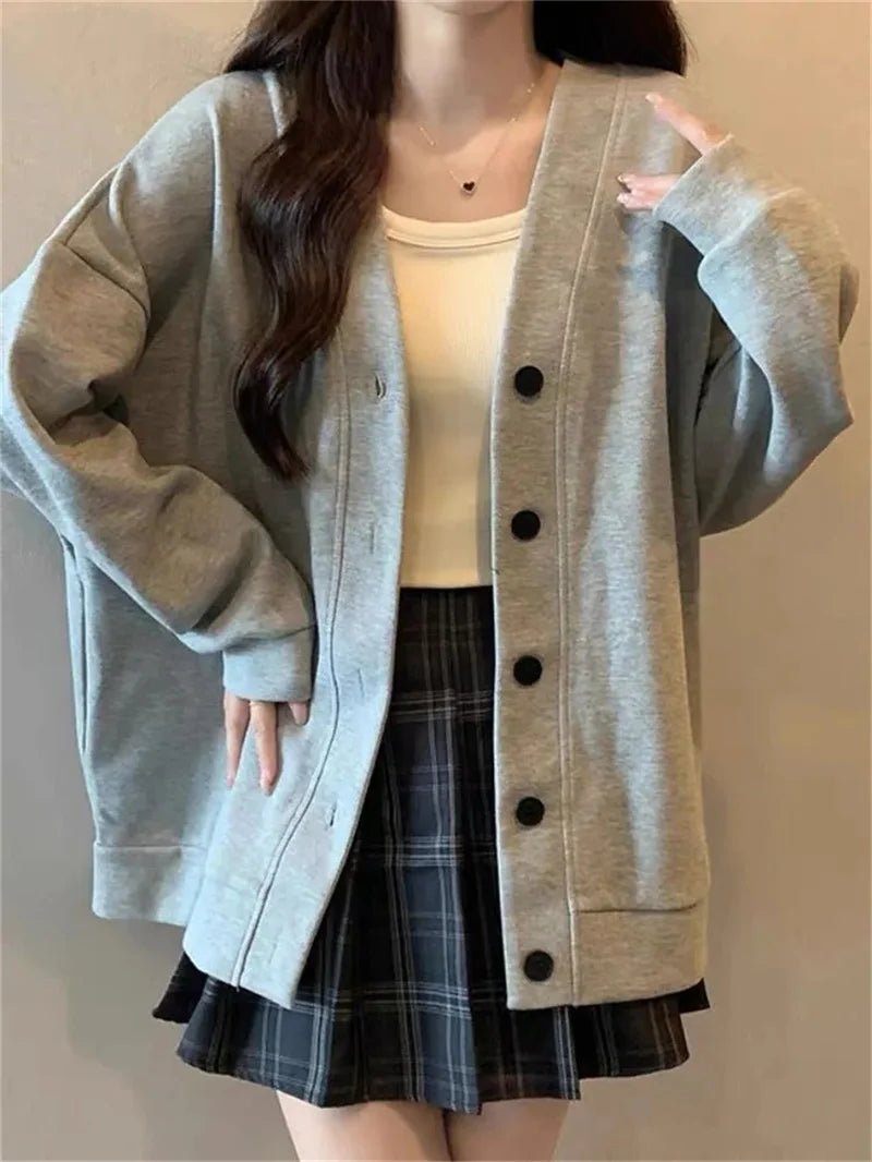 JK Zip-Up Cardigan – Soft College Style for Daily Looks
