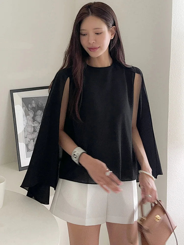 Chiffon Batwing Sleeve Blouse – Loose & Breezy
