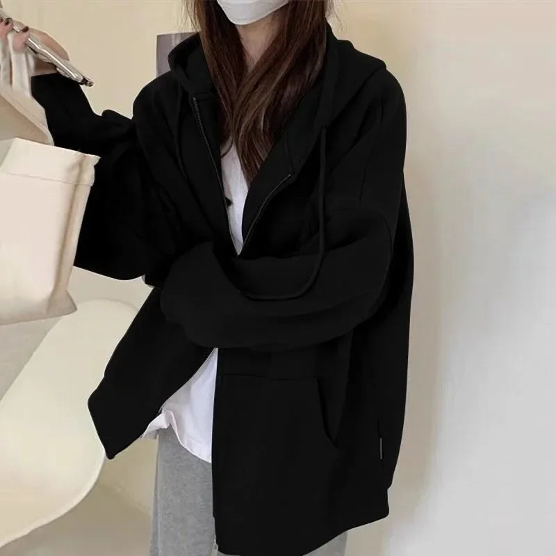 Unisex Zip-Up Hoodie – Classic Solid Outerwear