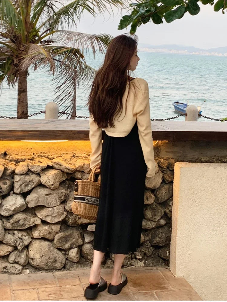 Tie-Up Knit Cardigan – Sexy Long Sleeve Crop Top