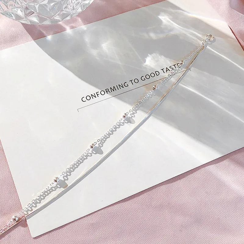 925 Sterling Silver Round Ball Lucky Bracelet