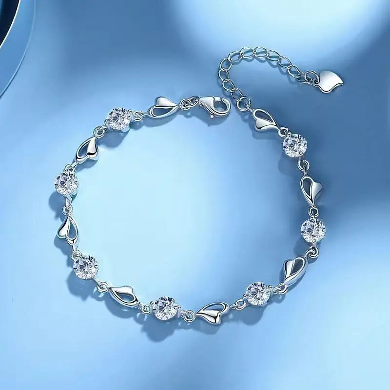 925 Sterling Silver Zircon Bow Bracelet