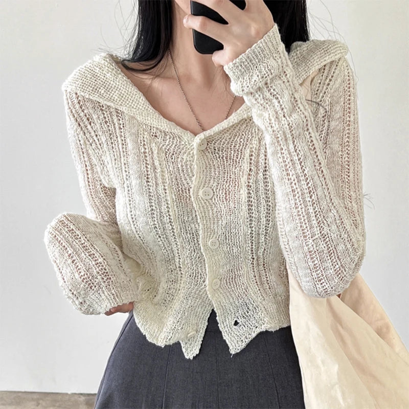 Button-Up Cropped Cardigan – Summer Slim Fit