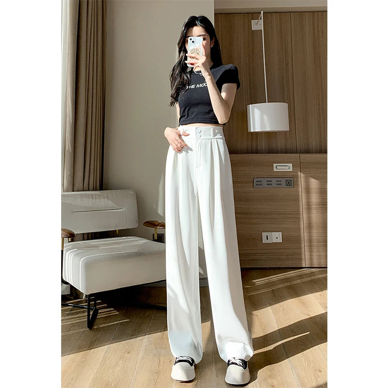White Wide Leg Pants – Black Suit Slacks for Summer
