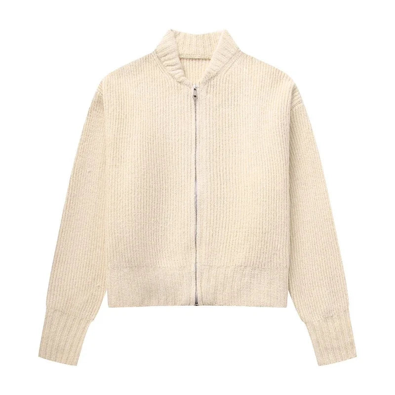 Vintage Knit Cardigan – Long Sleeve with Zipper