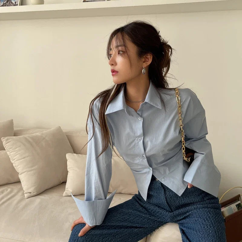 Long Sleeve Strapless Backless Blouse – Lace-Up Front