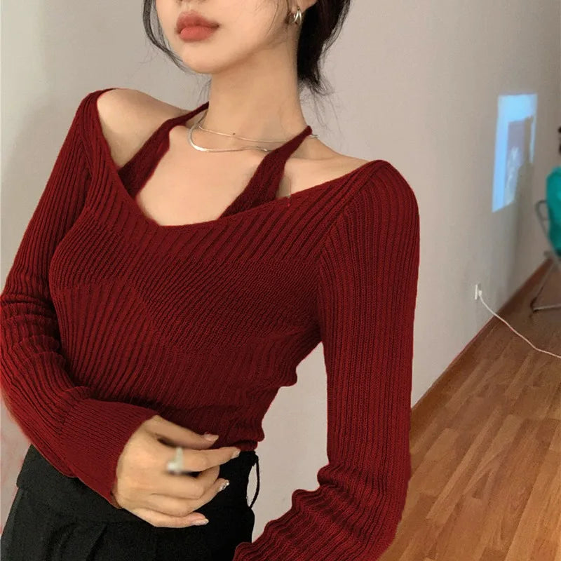 Long Sleeve Off-Shoulder Pullover – Soft Knit