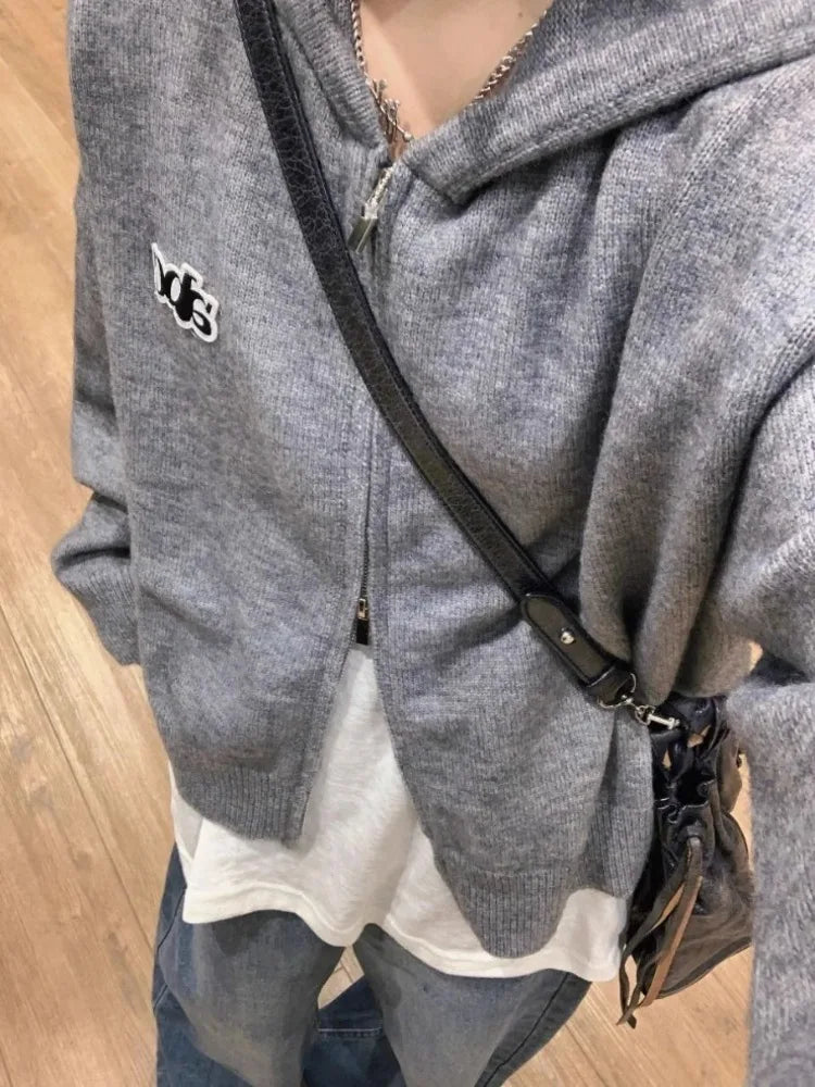 Zippered V-Neck Knit Sweater – Long Sleeve Casual Basic
