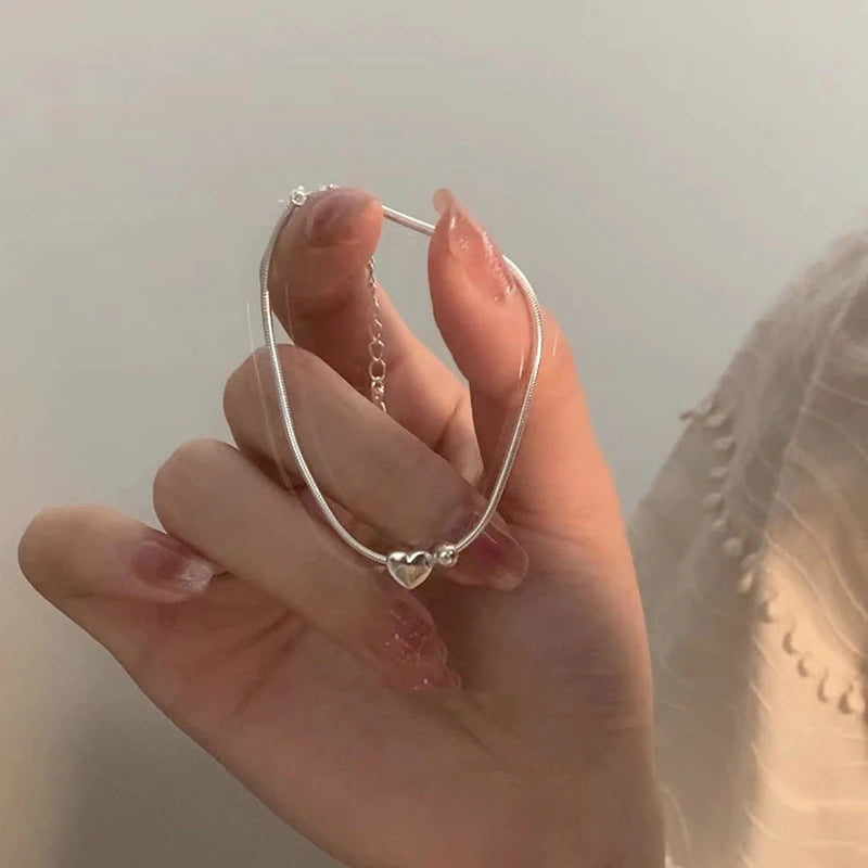 925 Sterling Silver Love Charm Heart Bracelet