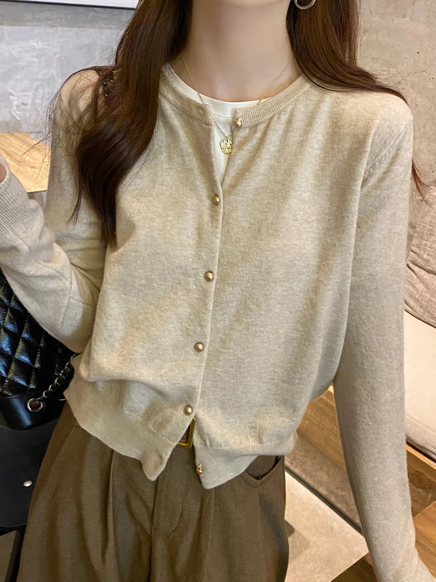 Solid Long V-Neck Knit Jumper – Casual Outerwear