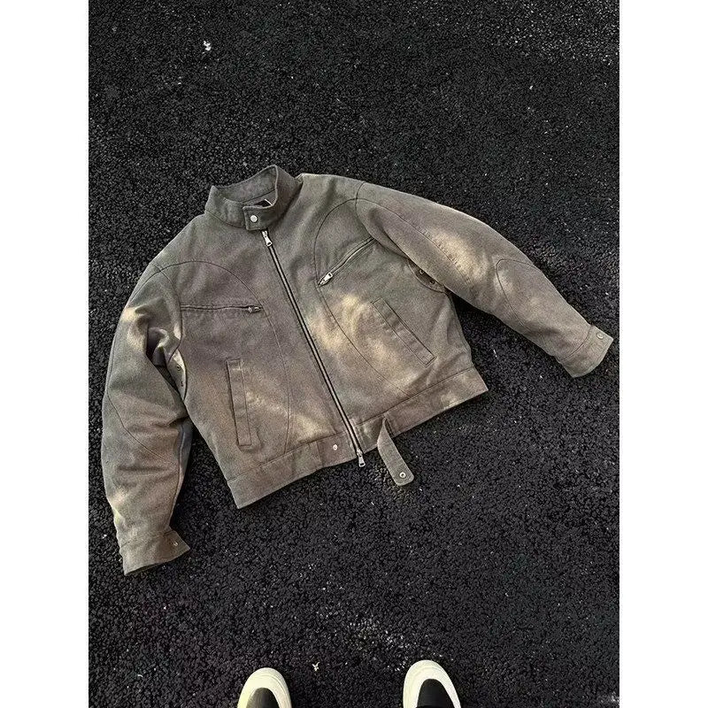 Washed Denim Baseball Jacket
