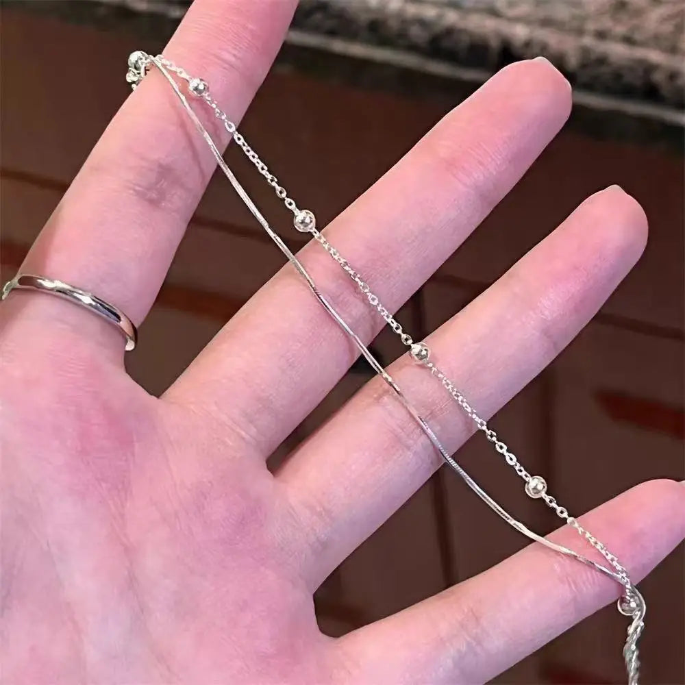 925 Sterling Silver Round Ball Snake Chain Bracelet