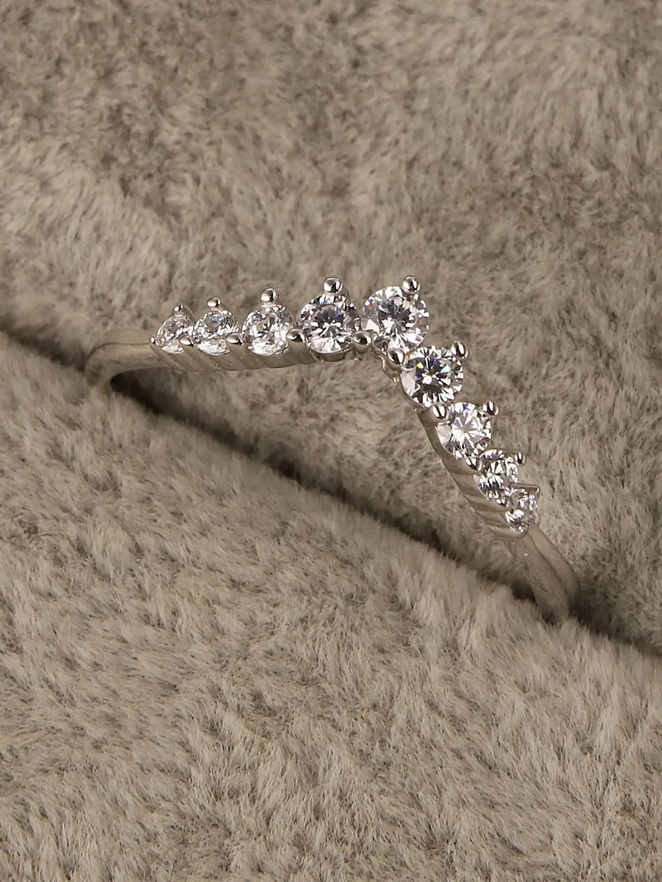 925 Silver Princess Crown Diamond Ring