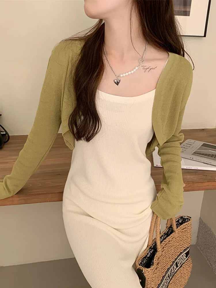 Tie-Up Knit Cardigan – Sexy Long Sleeve Crop Top